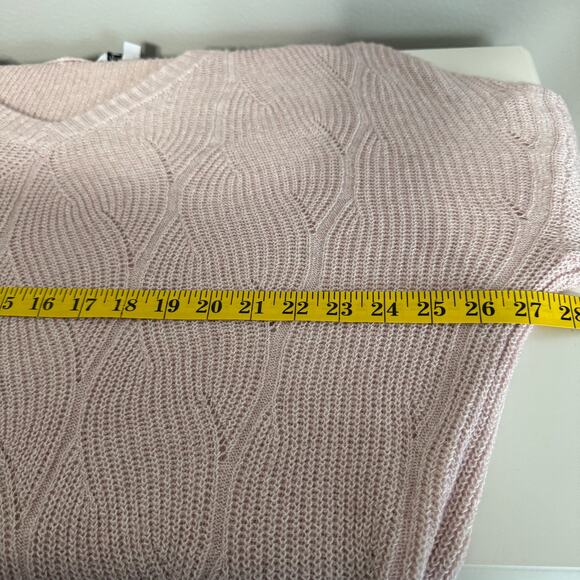 Ophelia Roe Sweater Size 1X Pink Braided Knit V-Neck Chunky Cabincore Preppy - Picture 9 of 9